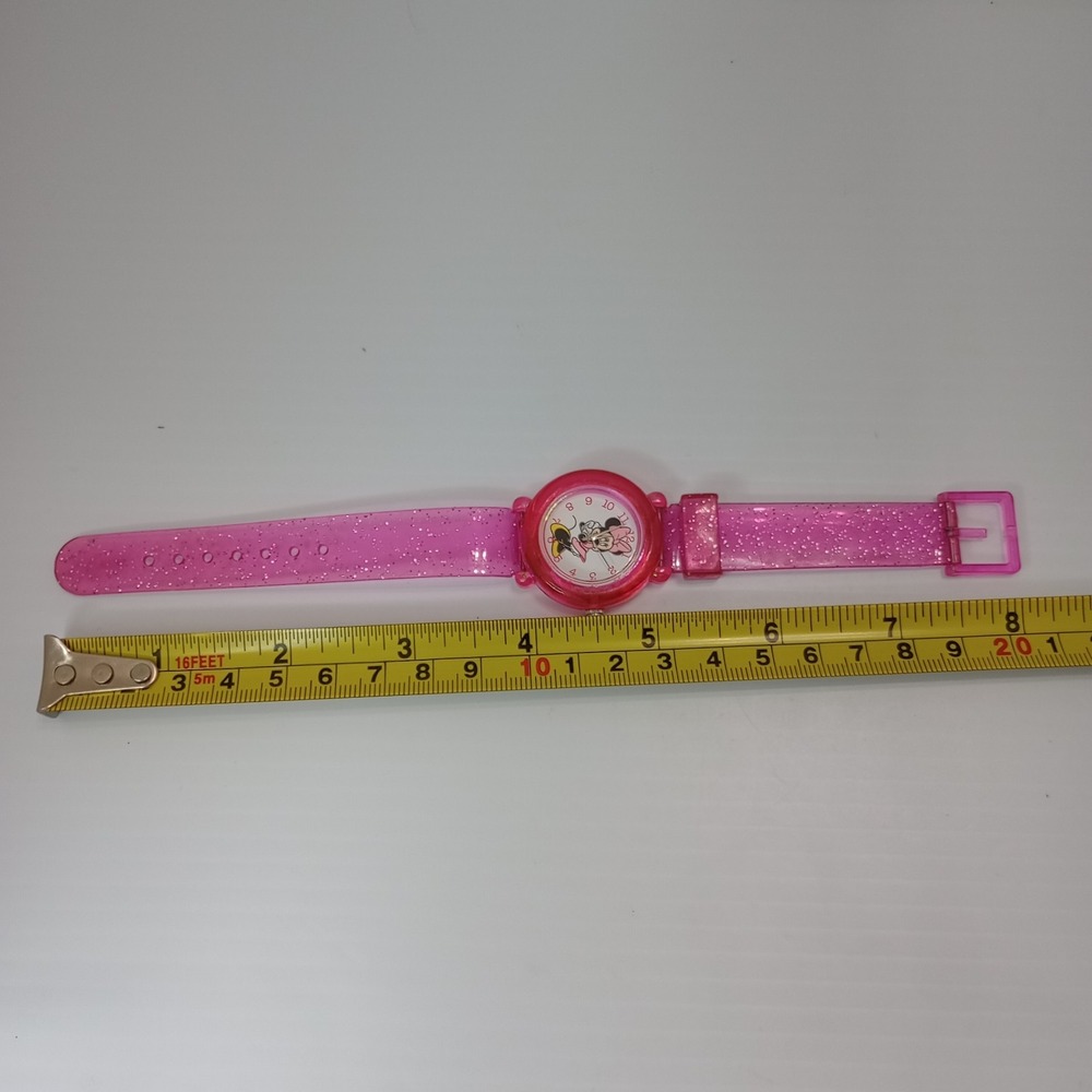Disney Parks Minnie Mouse Pink Glitter Kids Watch Japan New Battery‎ Band Broken - Picture 12 of 12